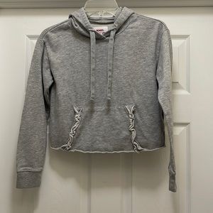 Bongo Juniors Girls Gray Hoodie Cropped Jacket, Size Small